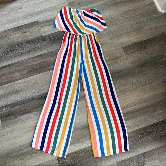 Tyche strapless striped ruffle jumpsuit - Picture 1 of 12